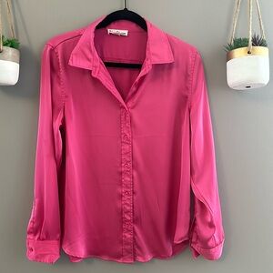 Pink Satin Button Up Shirt